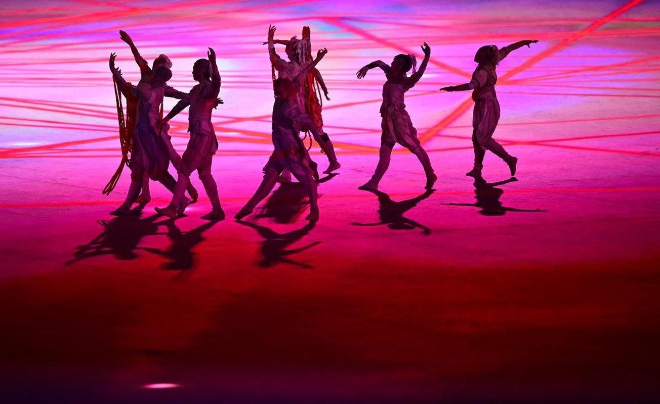 Imagens da cerimnia de abertura dos Jogos Olmpicos de 2020, no Estdio Olmpico de Tquio