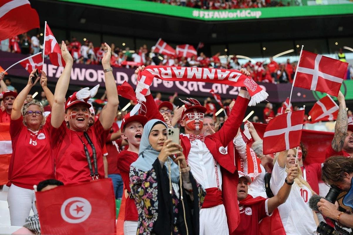 Imagens dos torcedores no jogo entre Dinamarca e Tunsia, pelo Grupo D da Copa do Mundo.