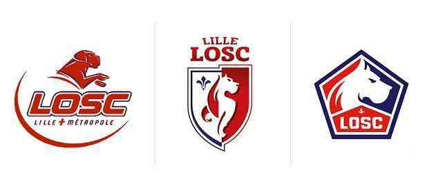 O Lille, da Frana, lanou um novo escudo (direita) em 2018.