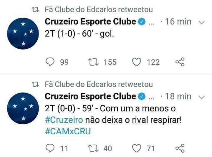 Torcedores do Atltico selecionaram tweets do perfil do Cruzeiro para tirar sarro aps vitria