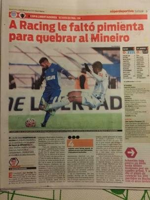 Faltou 'pimenta' ao Racing, de acordo com o jornal