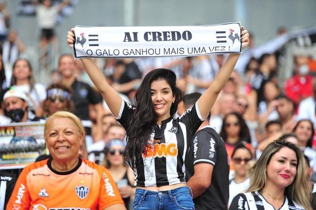 Torcida do Atltico no jogo de ida da final da Copa do Brasil de 2021, contra o Athletico-PR, no Mineiro, em BH