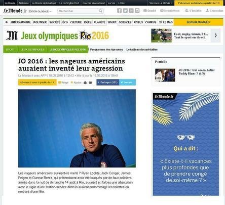 Le Monde, França: 'Nadadores americanos inventaram agressão'