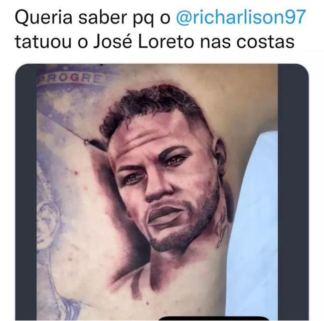 Tatuagem do rosto de Neymar em Richarlison vira meme