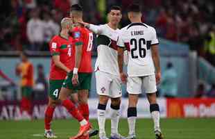 As reaes de Cristiano Ronaldo no banco e durante o jogo contra Marrocos pelas quartas de final da Copa do Mundo