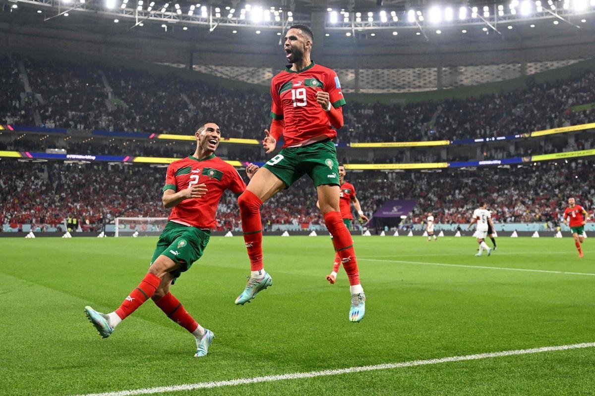 Fotos do gol de Youssef En-Nesyri, de Marrocos, sobre Portugal, pelas quartas de final da Copa do Mundo de 2022, no Catar