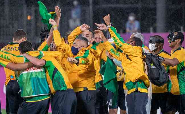 Comemoração do time Brasil por quinto ouro paralímpico 