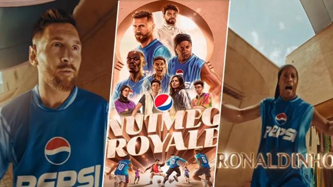 A Pepsi reuniu Luva de Pedreiro e grandes dolos do futebol, como Messi e Ronaldinho, em seu novo comercial