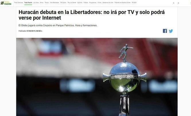O Facebook fechou contrato até 2022 com a Conmebol para transmitir 46 partidas por ano na Copa Libertadores, dentre elas o jogo entre Huracán e Cruzeiro