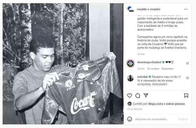 Diego Costa e outros esportistas curtiram a postagem de Ronaldo