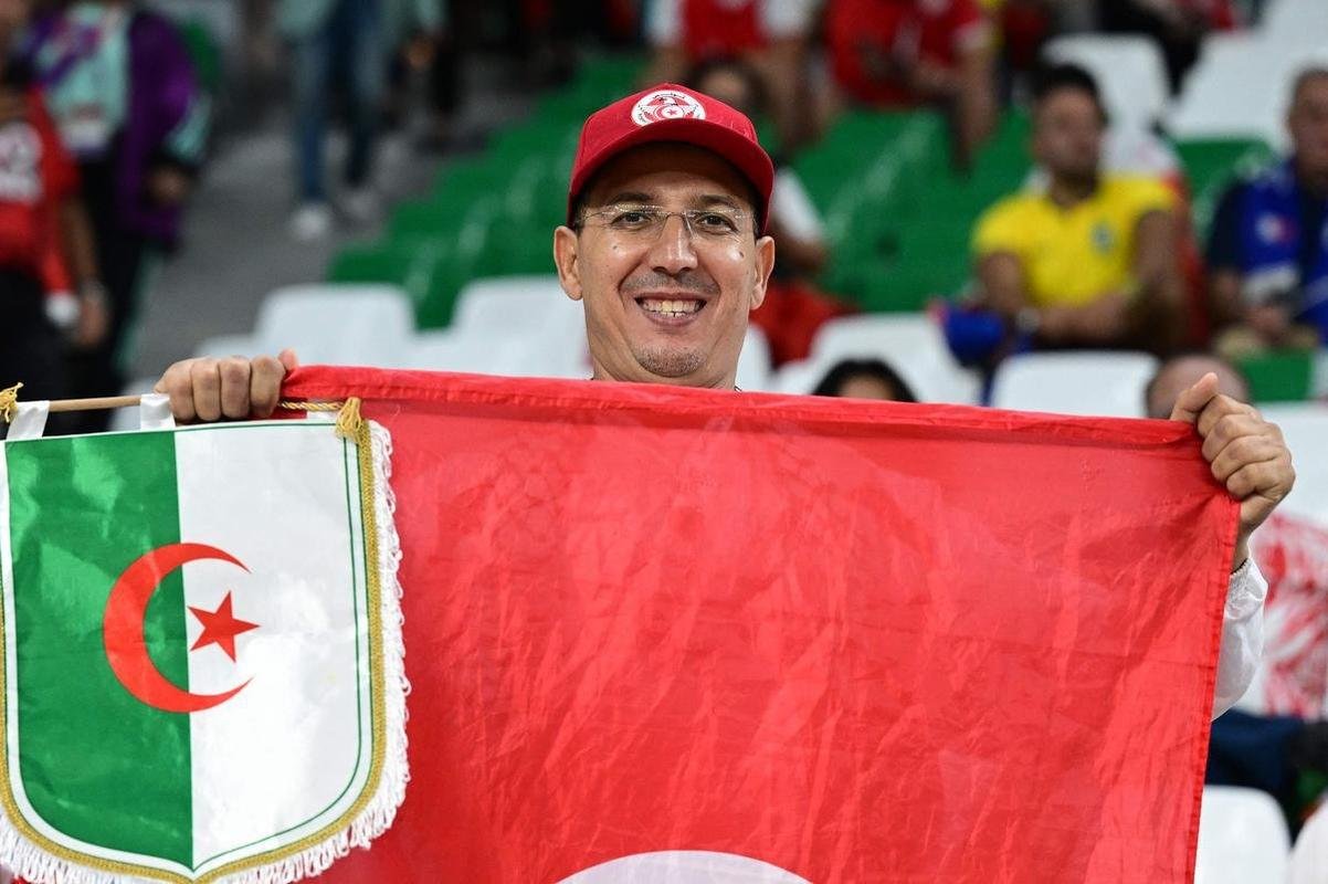 Torcedores de Tunsia e Frana na partida pelo Grupo D da Copa do Mundo do Catar