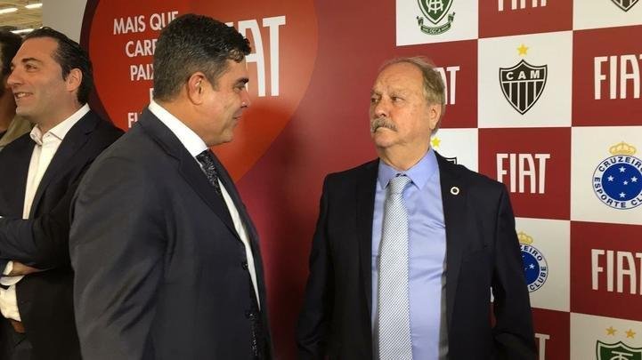 Presidentes e mascotes de Amrica, Atltico e Cruzeiro foram  fbrica da Fiat, em Betim, onde firmaram acordo comercial