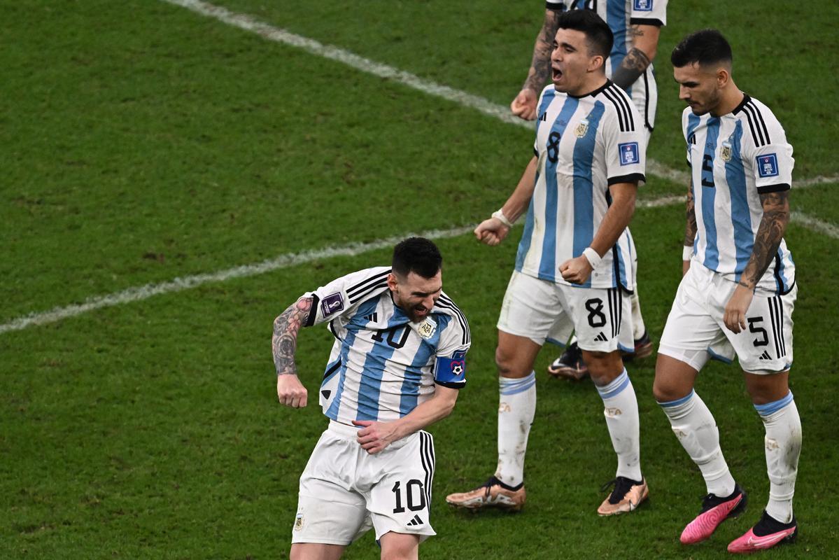 Argentina venceu a Frana por 4 a 2 nos pnaltis, depois de empate por 3 a 3, e finalmente soltou o grito de tricampe do mundo