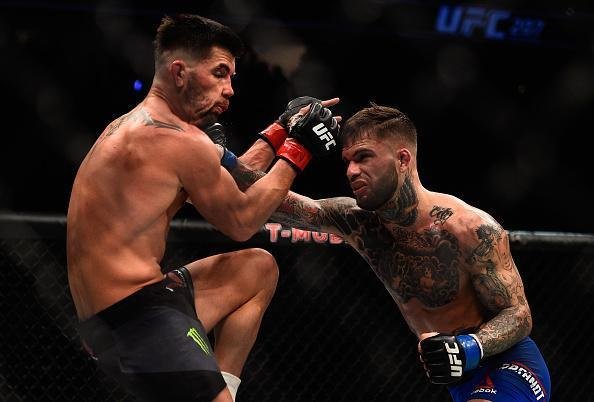 Cody Garbrandt (luvas azuis) venceu Dominick Cruz por deciso unnime e conquistou o cinturo dos galos