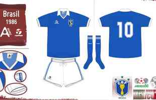 1986 - Camisa azul com detalhes brancos no foi utilizada na Copa de 1986