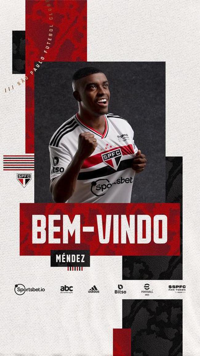 São Paulo anunciou o volante Jhegson Méndez