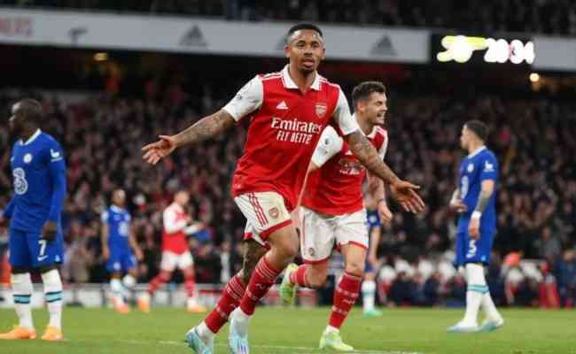 Gabriel Jesus marcou o terceiro gol da vitria do Arsenal contra o Chelsea nesta tera (2), no Emirates Stadium, pela 34 rodada da Premier League