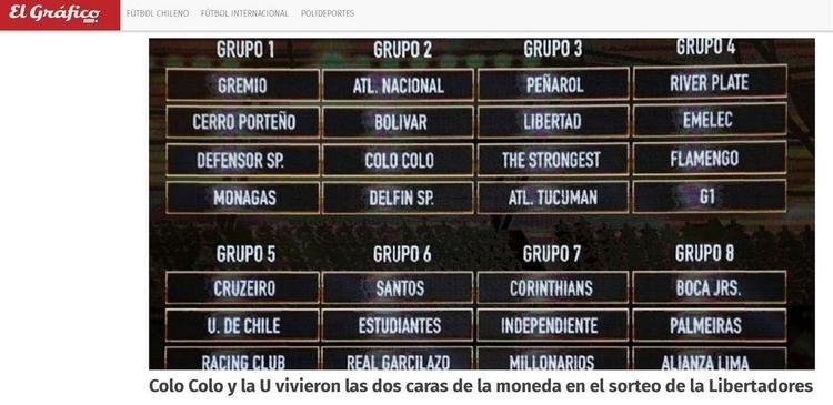 Portal El Grfico destaca nvel de dificuldade diferente de Colo Colo e La U no torneio