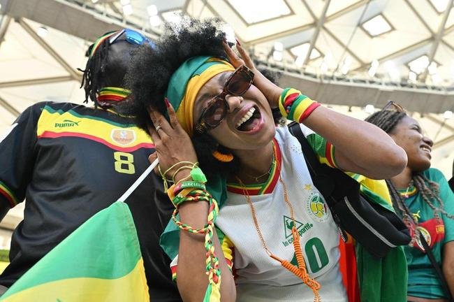 Torcedores de Catar e Senegal nas arquibancadas do Estdio Al Thumama