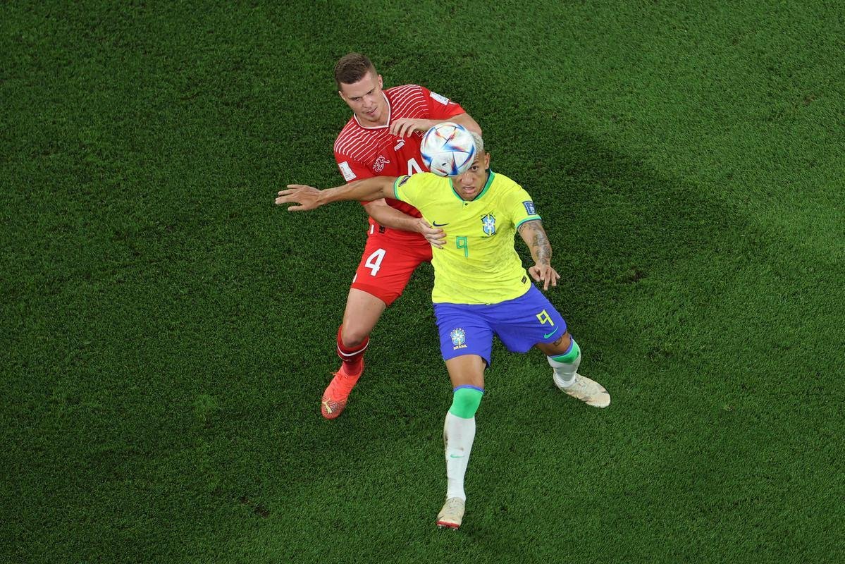 Duelo entre Brasil e Sua, pela 2 rodada do Grupo G da Copa do Mundo, acontece no Estdio 974, em Doha, no Catar
