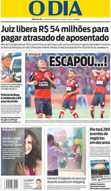 Jornais repercutiram vice do Flamengo na Copa do Brasil