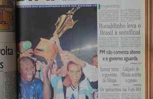 Recorde de pblico no Mineiro: pginas do jornal Dirio da Tarde sobre Cruzeiro 1x0 Villa Nova, em 1997. Estdio recebeu 132.834 pessoas na deciso do Campeonato Mineiro