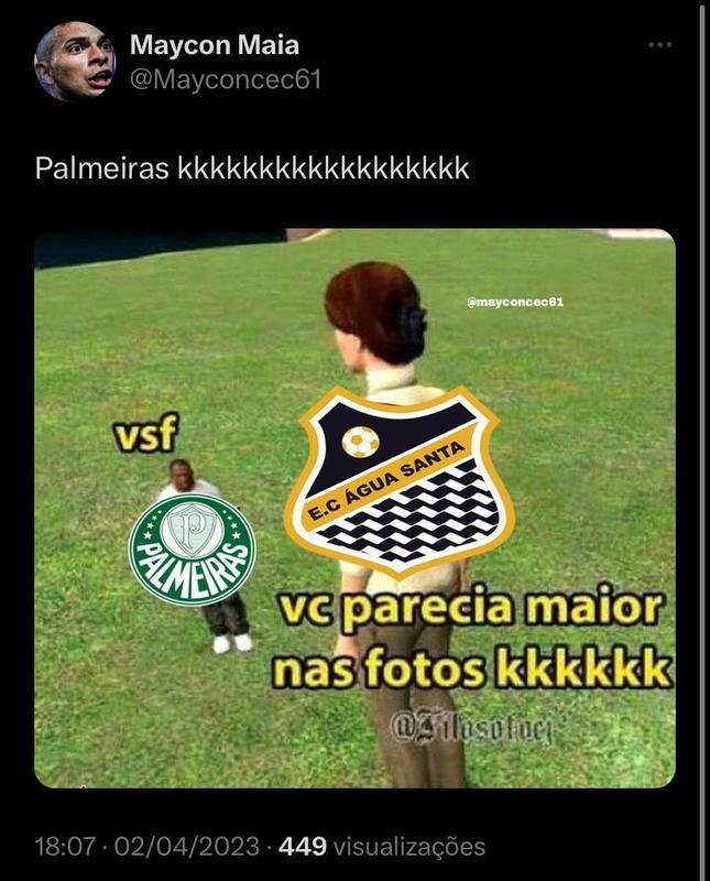 Memes da derrota do Palmeiras para o gua Santa, pela final do Campeonato Paulista