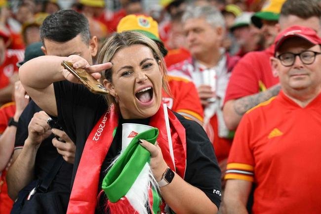 Fotos dos torcedores de Estados Unidos e Pas de Gales durante jogo pelo Grupo B da Copa do Mundo