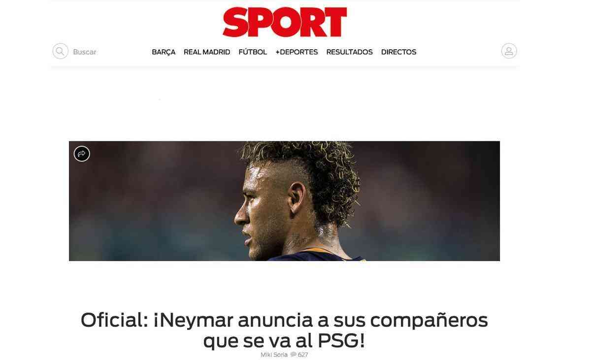 Sport: 'Neymar anuncia aos companheiros que vai ao PSG'
