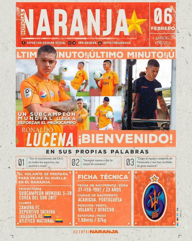 Ronaldo Lucena, meio-campista (Deportivo La Guaira, da Venezuela)
