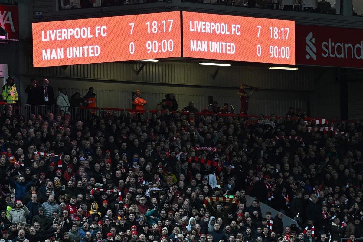 O resultado jogo em Anfield, pela 26 rodada da Premier League, superou inclusive o 7 a 1 estabelecido em outubro de 1895, nos primrdios do futebol ingls, quando o Manchester United ainda se chamava Newton Heath