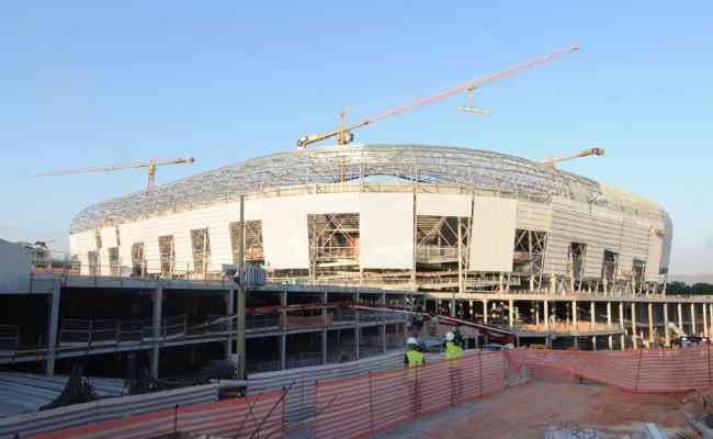 Fachada da Arena MRV, o novo estádio do Atlético que ficará pronto em outubro de 2022