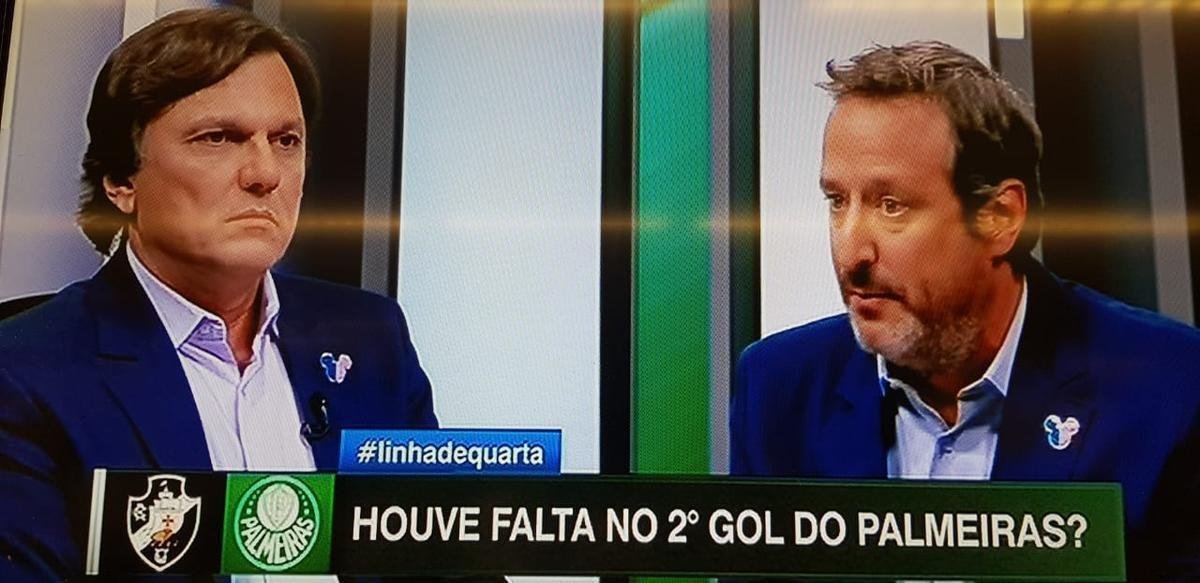 Mauro Cezar Pereira e Gian Oddi durante discusso no Linha de Passe, da ESPN