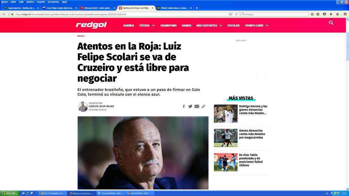 Redgol, do Chile - Imprensa chilena diz que treinador já esteve na mira do Colo-Colo e tem aprovação entre dirigentes da ANFP, que comanda o futebol no país