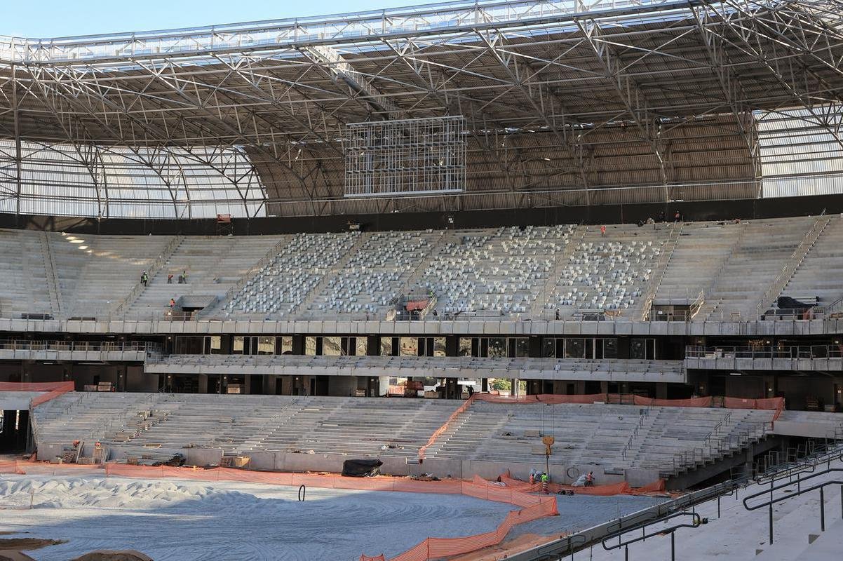 Arena MRV segue em ritmo acelerado de obras. Previso de concluso do estdio foi atualizada para dezembro.