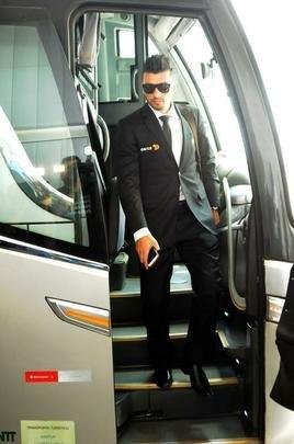 Jogadores do Atl�tico no Aeroporto Internacional de Confins durante embarque para o Chile