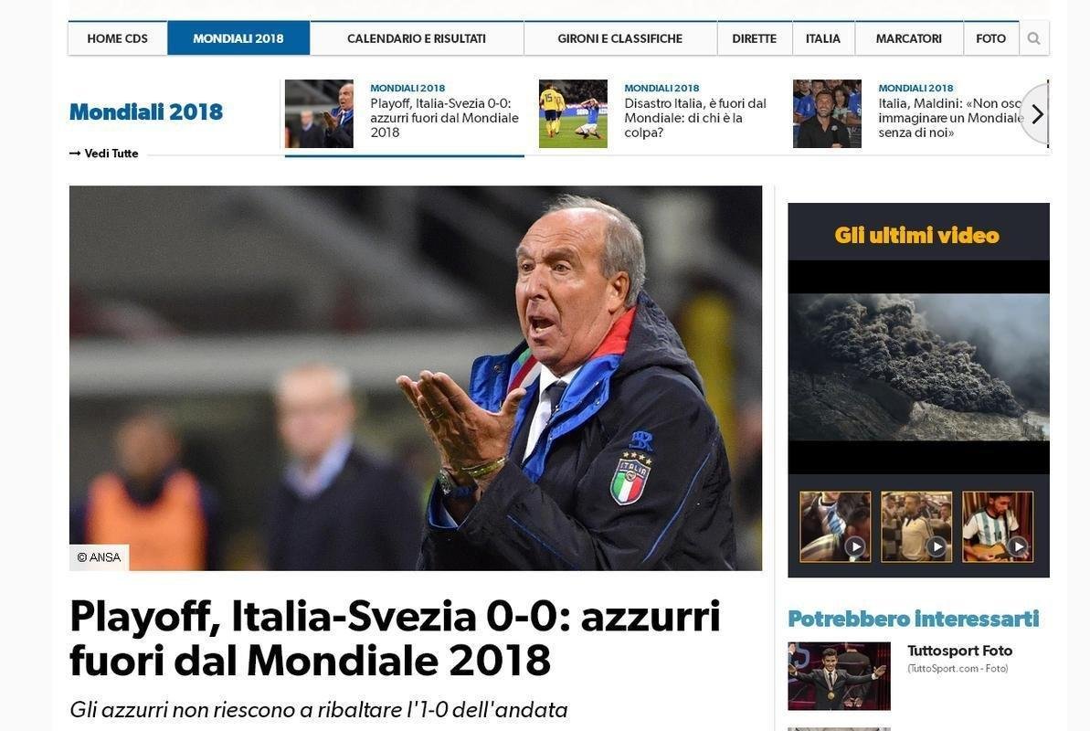 Manchetes das principais publicaes italianas aps vexame histrico da Azzurra