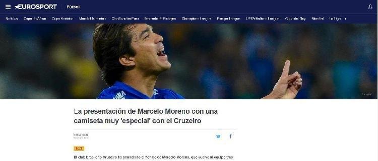 O jornal francs 'Eurosport', na sua verso em espanhol, destacou o anncio do atacante boliviano