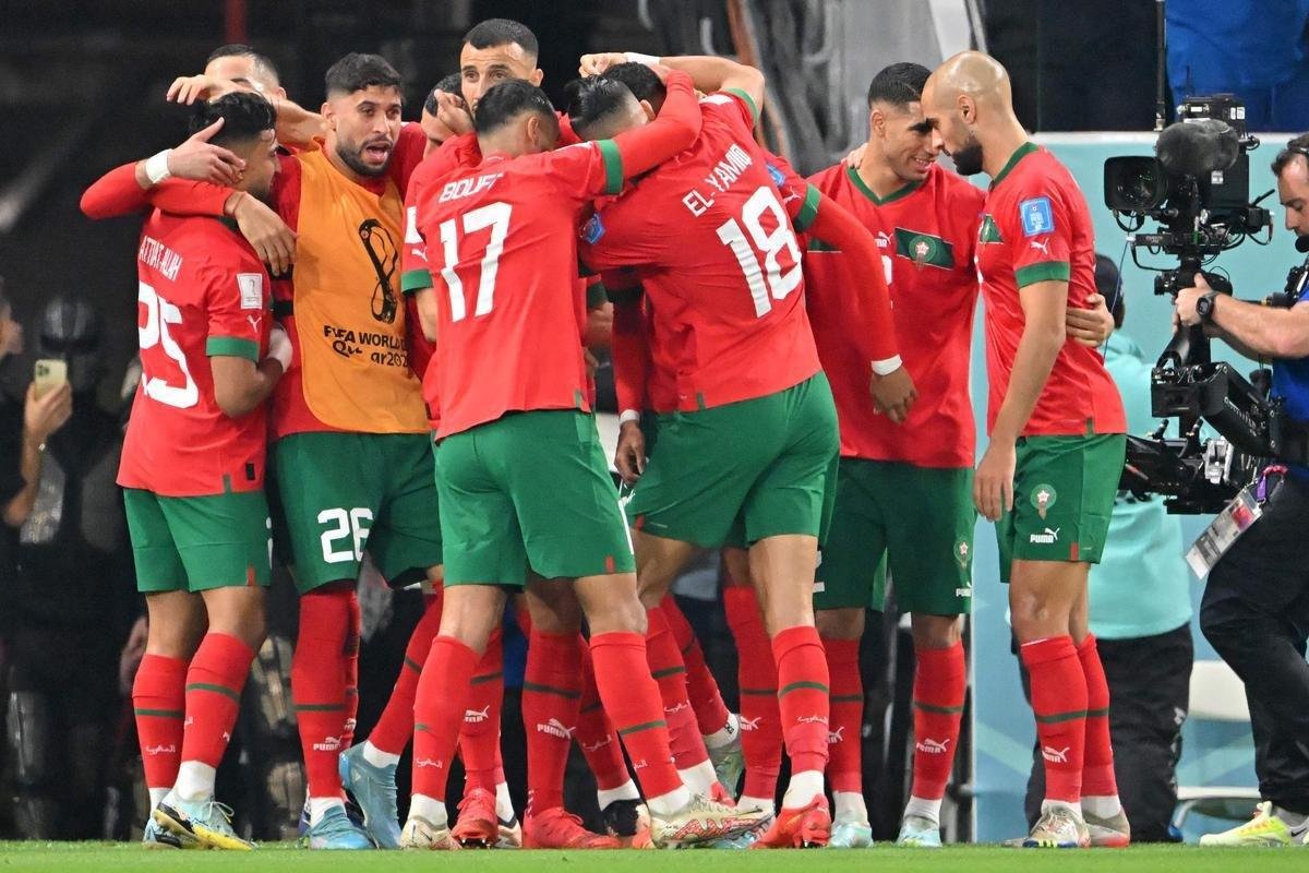 Fotos do gol de Youssef En-Nesyri, de Marrocos, sobre Portugal, pelas quartas de final da Copa do Mundo de 2022, no Catar