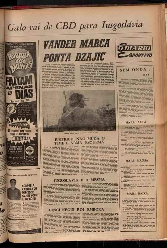 O Dirio Esportivo, 19 de dezembro, dia do jogo - defensor Vander, do Atltico, teria a misso de conter os avanos de Dragan Dzajic, dolo do Estrela Vermelha e um dos melhores pontas-esquerdas da histria do futebol.