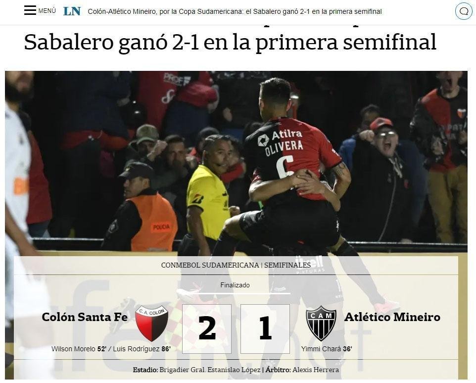 Manchete do jornal La Nacin, da capital Buenos Aires