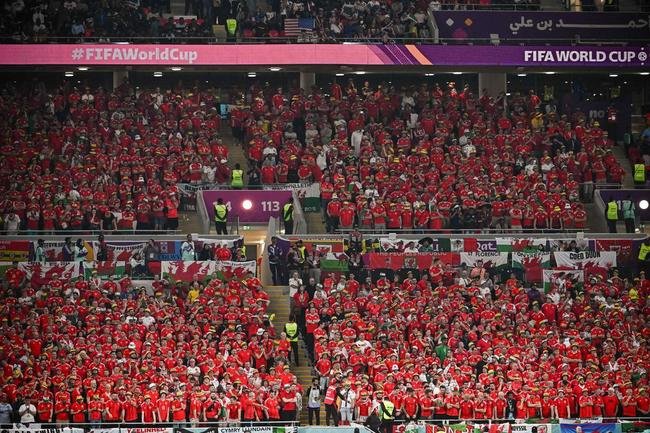Fotos dos torcedores de Estados Unidos e Pas de Gales durante jogo pelo Grupo B da Copa do Mundo