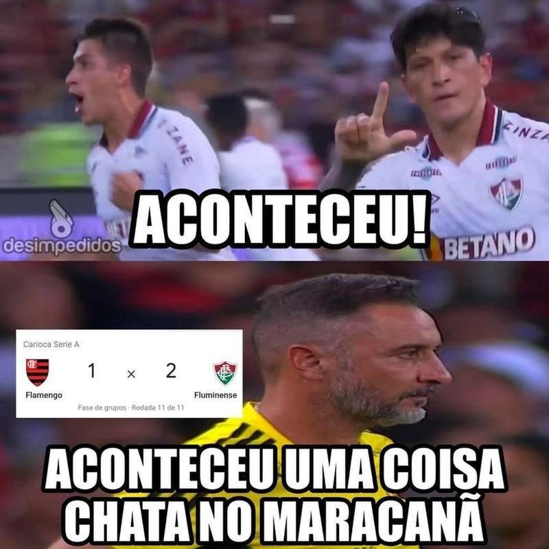 Vitria do Fluminense sobre o Flamengo rende memes nas redes sociais; Vitor Pereira  principal alvo da zoao 