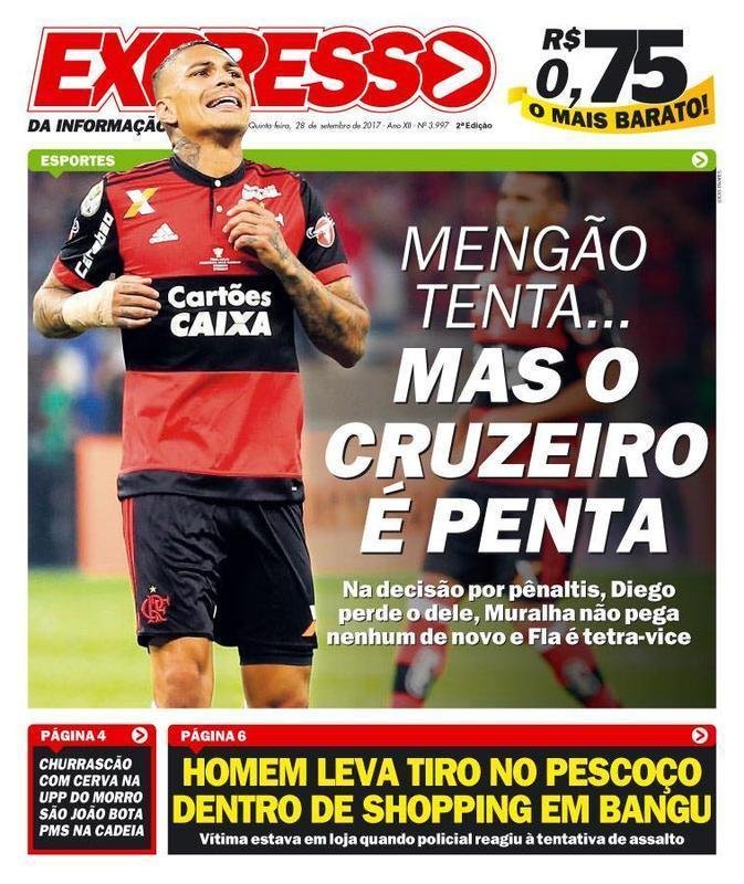 Jornais repercutiram vice do Flamengo na Copa do Brasil