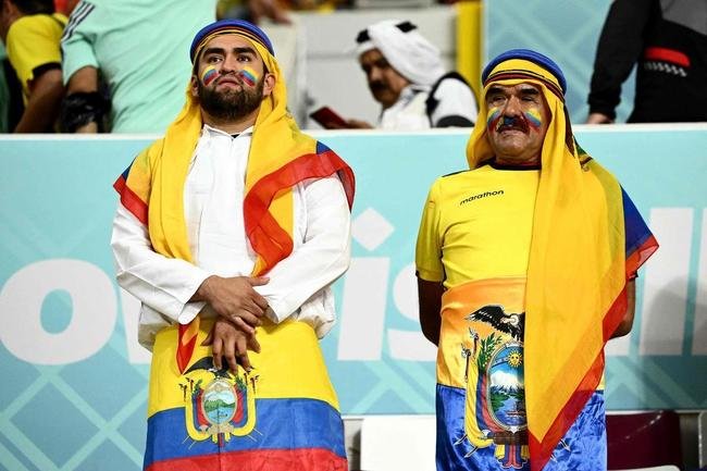 Torcedores de Holanda e Equador no jogo pelo Grupo A da Copa do Mundo.