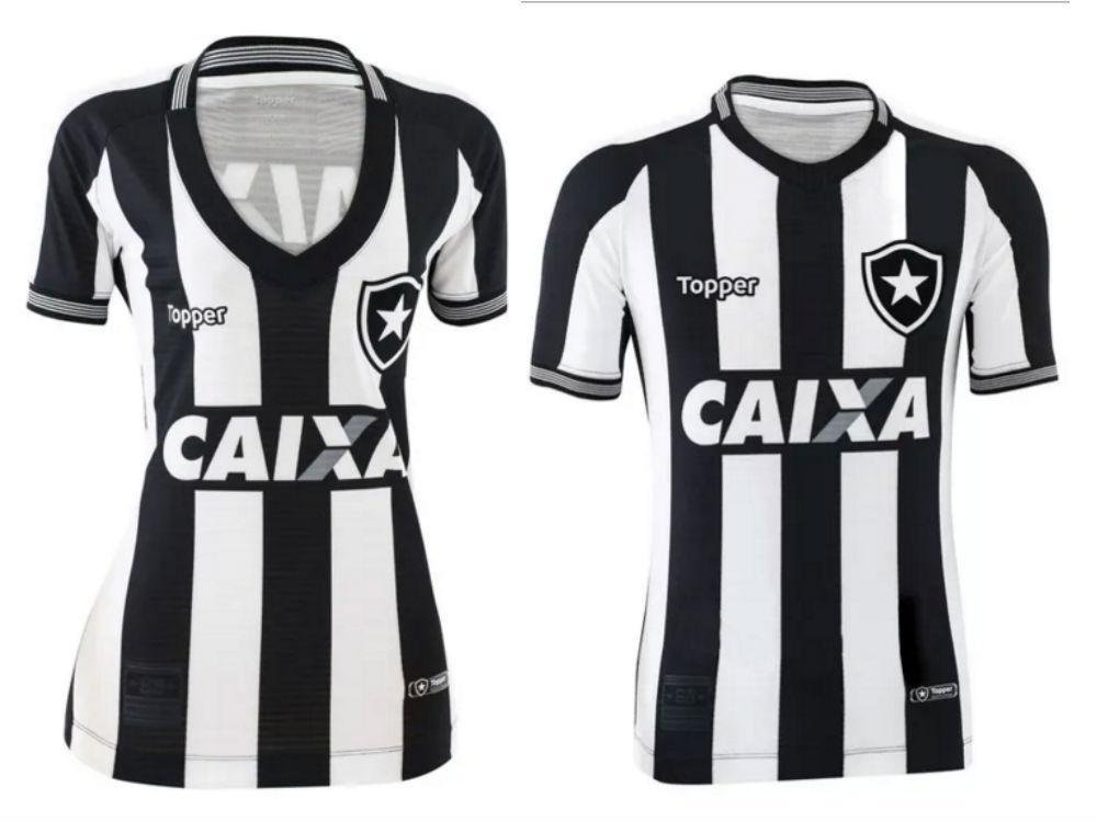 Botafogo. Camisa Feminina: R$ 239,90 / Camisa Masculina: R$ 259,90