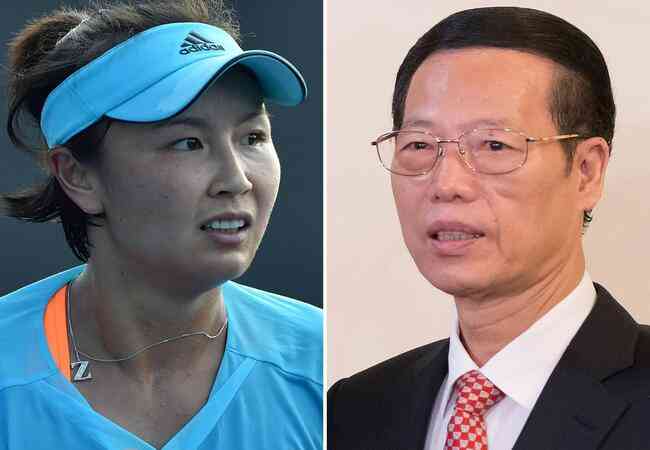 A tenista chinesa Peng Shuai e o ex-vice-primeiro-ministro chins Zhang Gaoli, a quem ela acusou, em novembro do ano passado, de abuso sexual