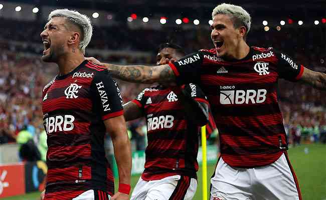 Arrascaeta festeja o gol da vitria do Flamengo, que decidr o ttulo 
