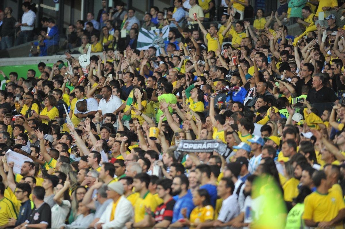 Fotos das torcidas de Brasil e Argentina, no Mineiro, no clssico vlido pela semifinal da Copa Amrica
