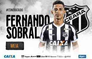 O meia Fernando Sobral, de 24 anos, que estava no Sampaio Corra, refora o Cear para 2019.